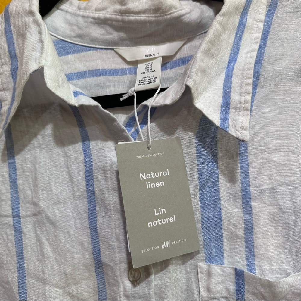 NWT 100% linen blue and white striped dress - Picture 3 of 4